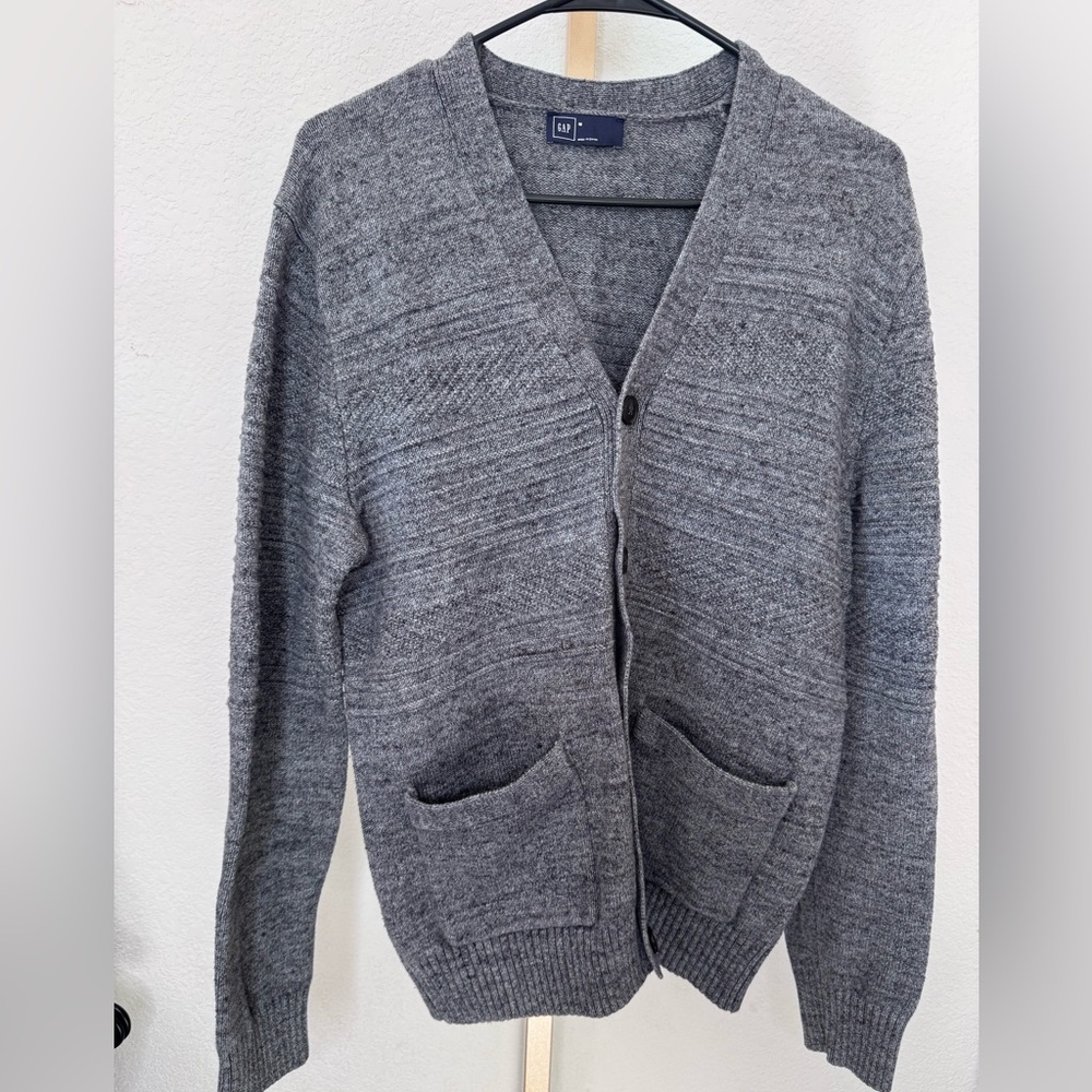 GAP Men's Charcoal Cardigan Sweater